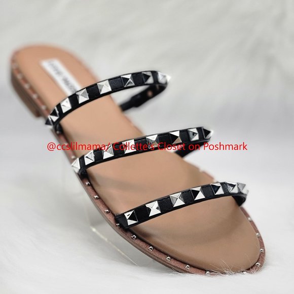 Steve Madden Shoes - NWOT - Steve Madden Black Strappy Studded Sandals - 8.5